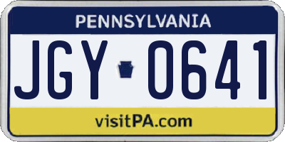 PA license plate JGY0641