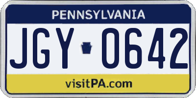 PA license plate JGY0642