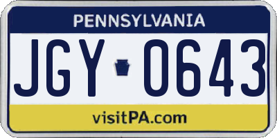 PA license plate JGY0643