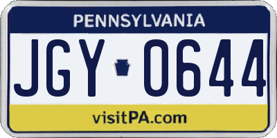 PA license plate JGY0644