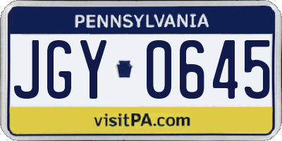 PA license plate JGY0645