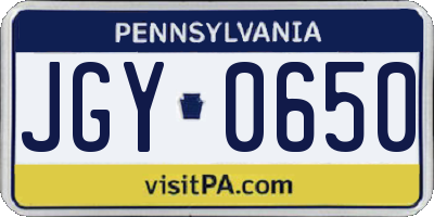 PA license plate JGY0650