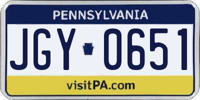 PA license plate JGY0651