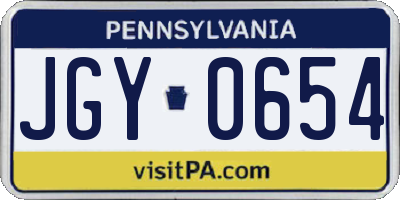 PA license plate JGY0654