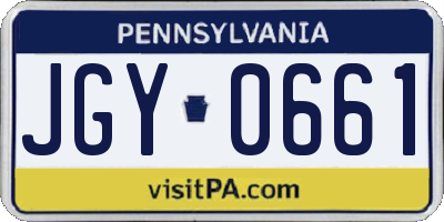 PA license plate JGY0661