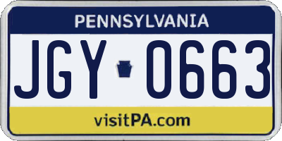 PA license plate JGY0663