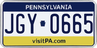 PA license plate JGY0665