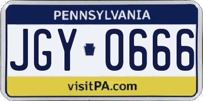 PA license plate JGY0666