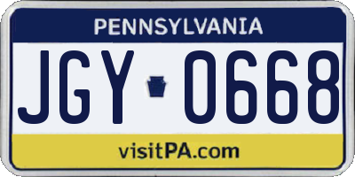 PA license plate JGY0668