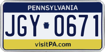 PA license plate JGY0671