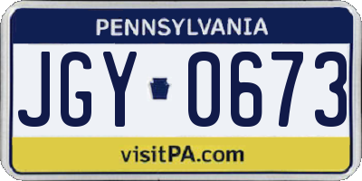 PA license plate JGY0673
