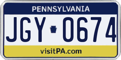 PA license plate JGY0674