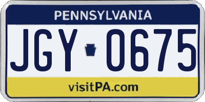 PA license plate JGY0675