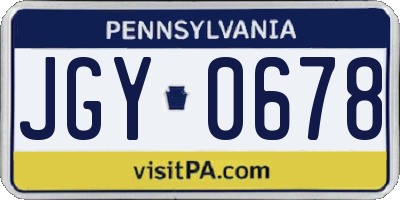 PA license plate JGY0678