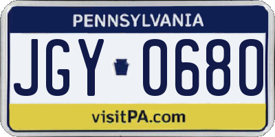 PA license plate JGY0680