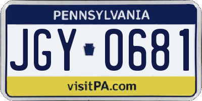 PA license plate JGY0681