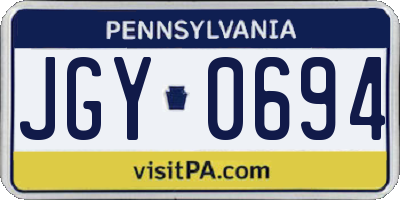 PA license plate JGY0694
