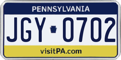 PA license plate JGY0702
