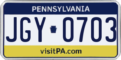 PA license plate JGY0703