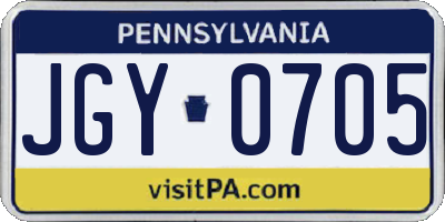 PA license plate JGY0705
