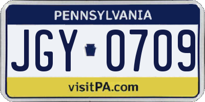 PA license plate JGY0709