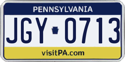 PA license plate JGY0713