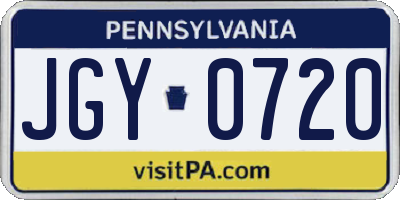 PA license plate JGY0720