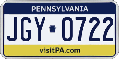 PA license plate JGY0722