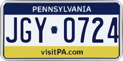 PA license plate JGY0724
