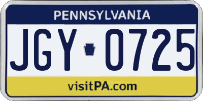 PA license plate JGY0725