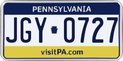 PA license plate JGY0727