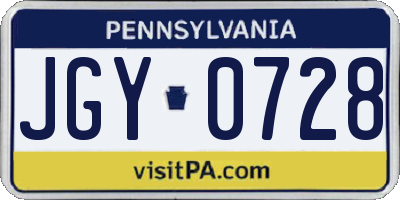 PA license plate JGY0728