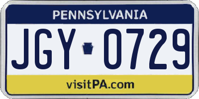 PA license plate JGY0729