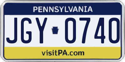 PA license plate JGY0740