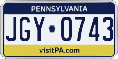 PA license plate JGY0743