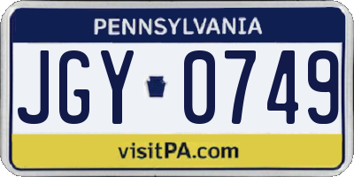 PA license plate JGY0749