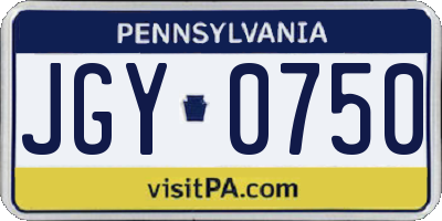 PA license plate JGY0750
