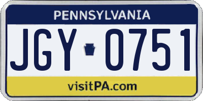 PA license plate JGY0751