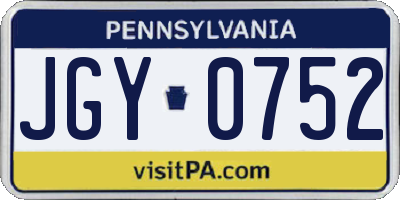 PA license plate JGY0752