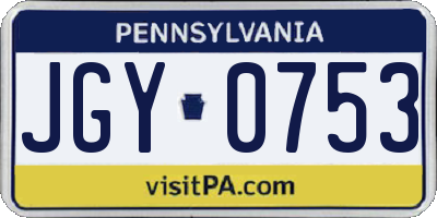 PA license plate JGY0753