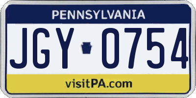 PA license plate JGY0754