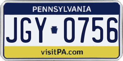 PA license plate JGY0756