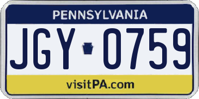 PA license plate JGY0759
