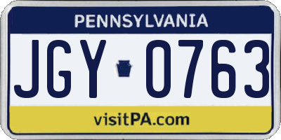 PA license plate JGY0763