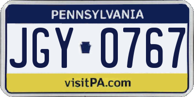 PA license plate JGY0767