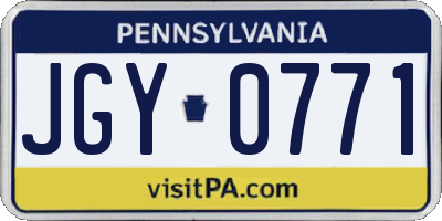 PA license plate JGY0771