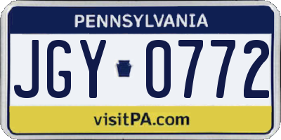 PA license plate JGY0772