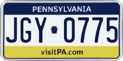 PA license plate JGY0775