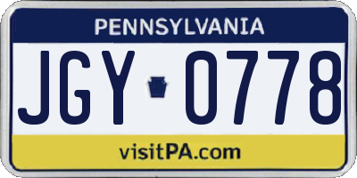 PA license plate JGY0778