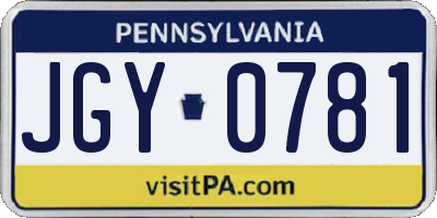 PA license plate JGY0781
